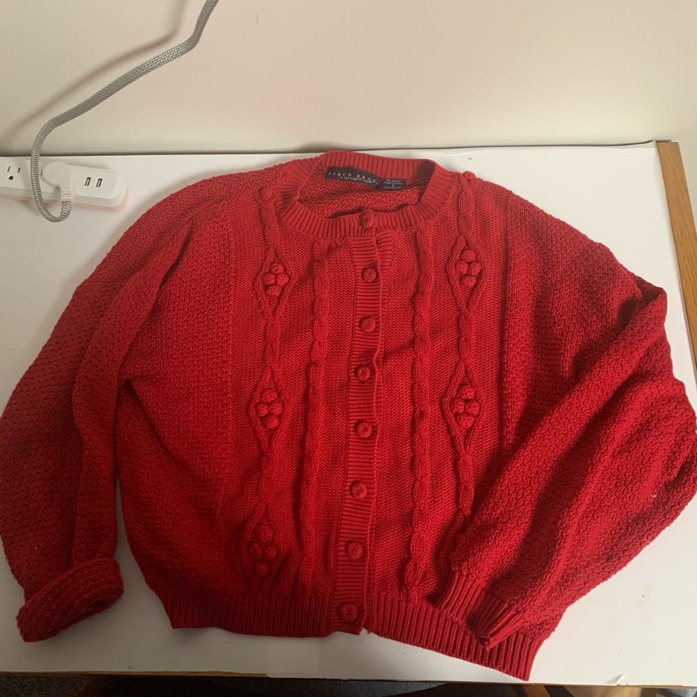 Red Cardigan Sweater